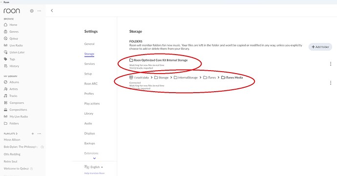 Storage Folders Roon