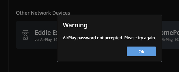 Roon cannot enable AirPlay endpoint for Airport Express A1088 - Wrong  password error - Support - Roon Labs Community