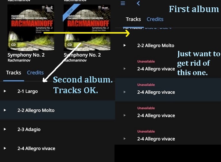 Showing both albums tracks