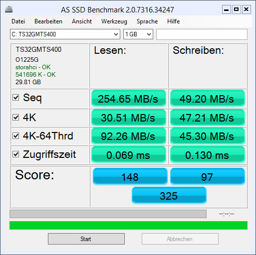 as-ssd-bench TS32GMTS400 9.27.2022 12-21-34 AM