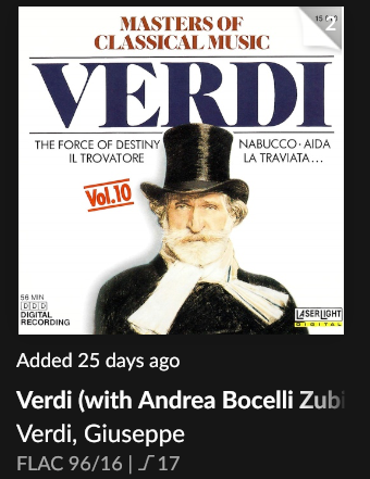 Verdi imported album error