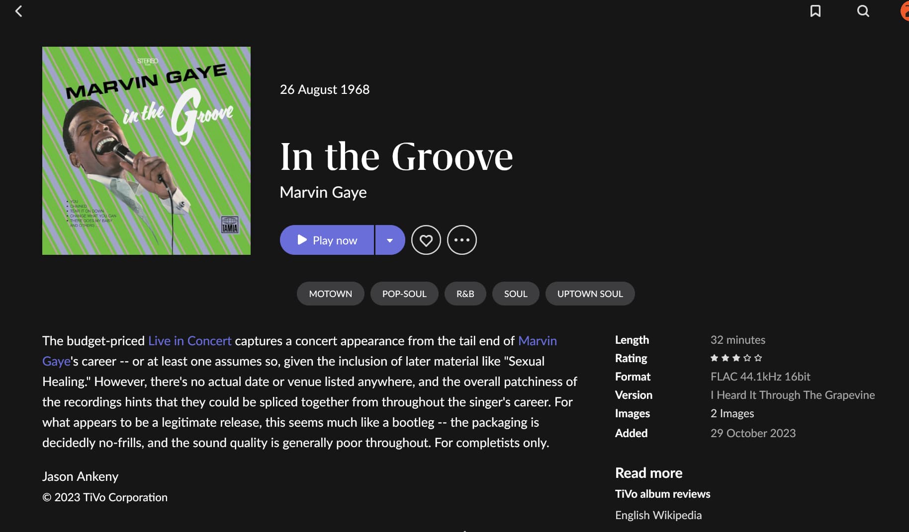 In the Groove (Marvin Gaye album) - Wikipedia