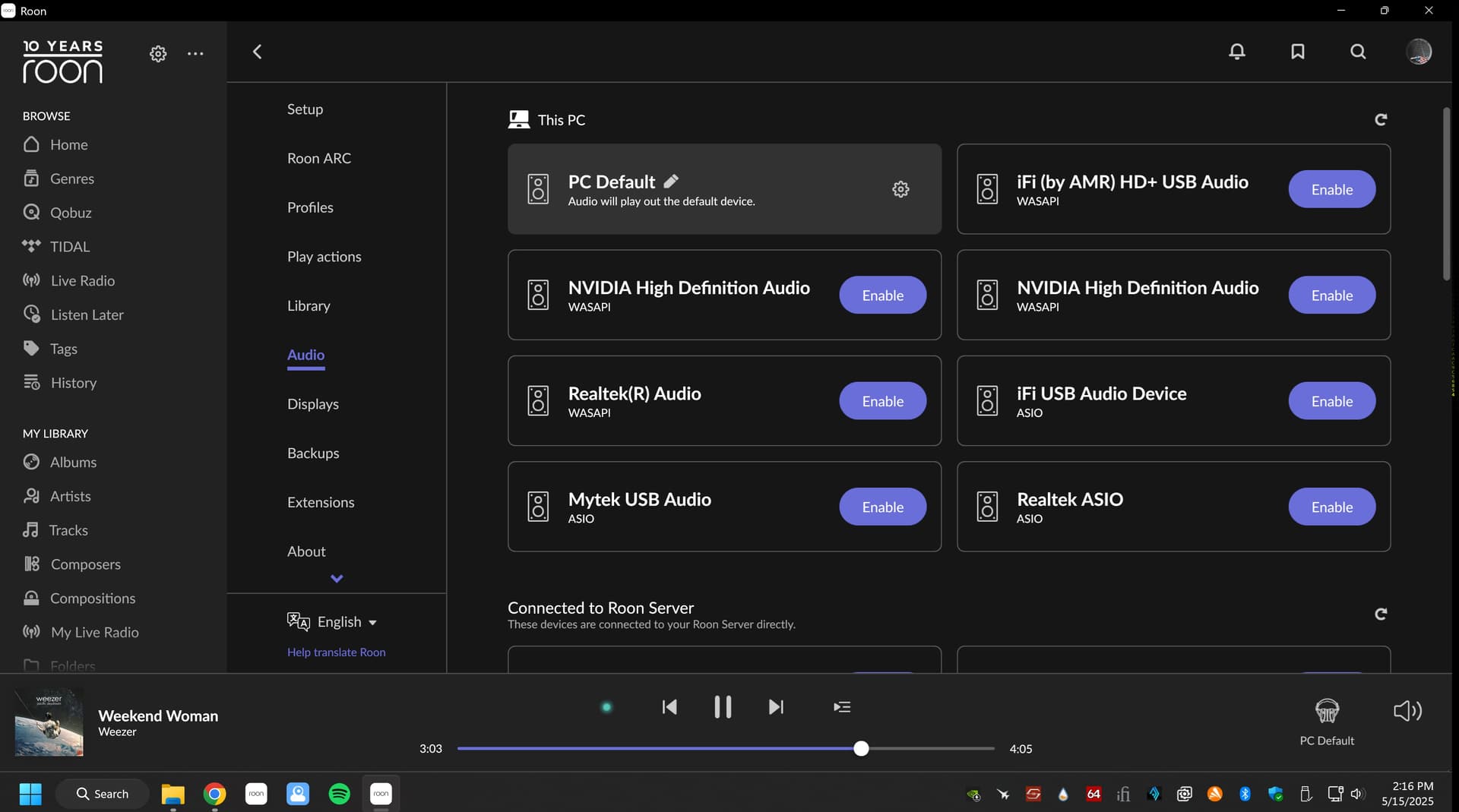 Windows PC's Soundcard not available as Audio Zone in Roon Remote (ref# ...