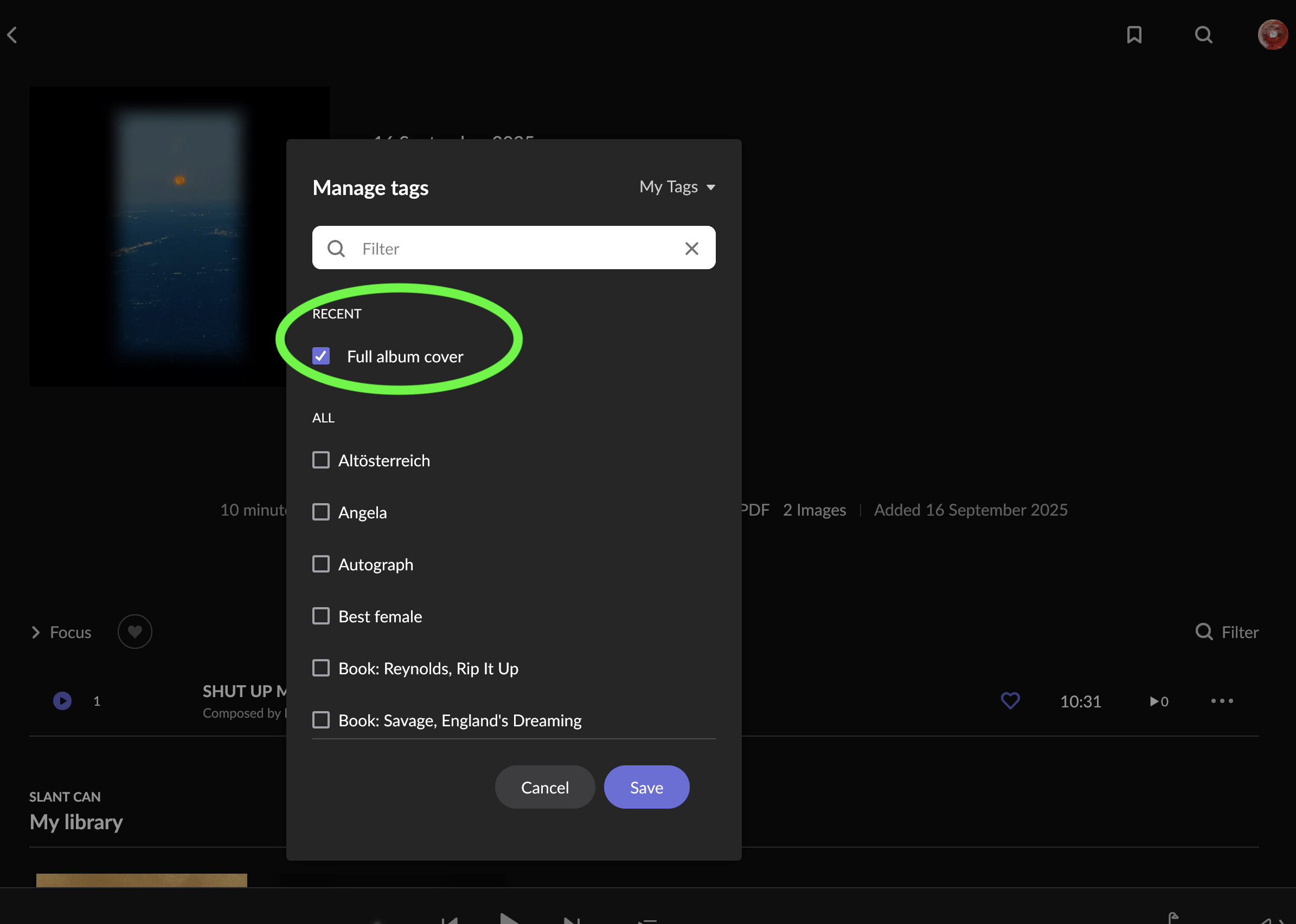 How do I remove tags for albums I’ve downloaded for offline listening ...