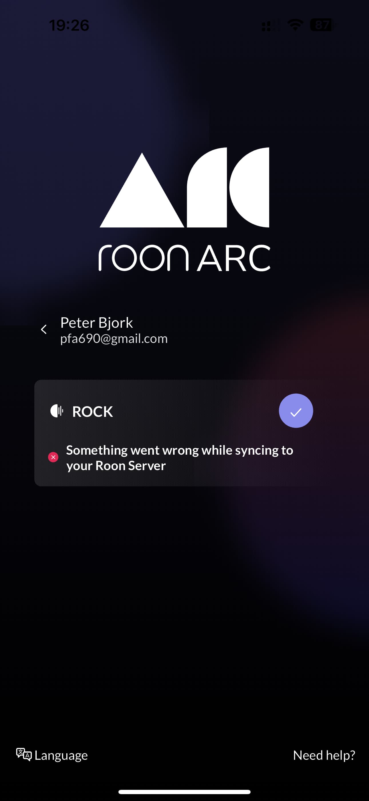 Error message "Something went wrong while syncing to Roon server" when ...